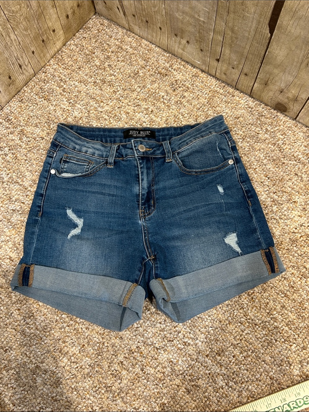 Judy Blue Shorts Womens 28 Blue Denim Distressed Cuffed Stretch JB155